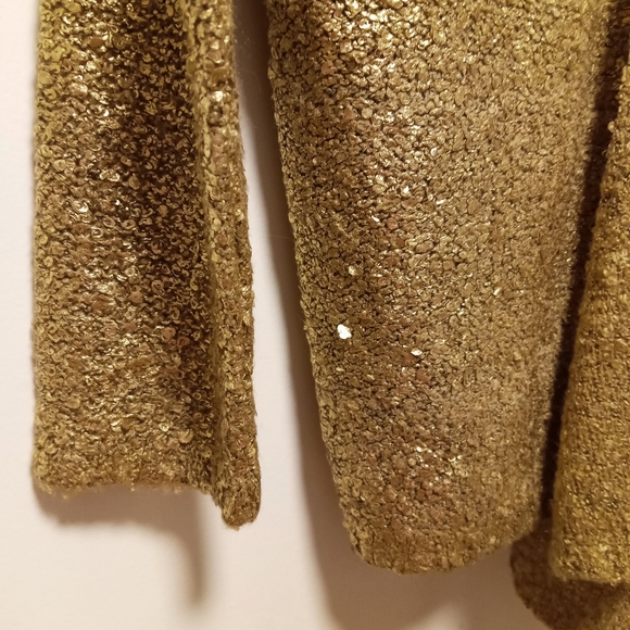 Alberto Makali gold metallic open sequin cardigan sweater size L - Picture 2 of 9